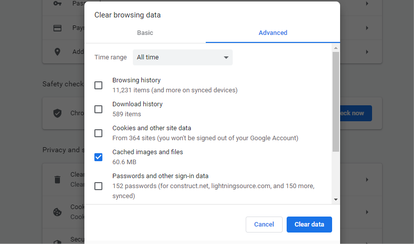 how to clear browser