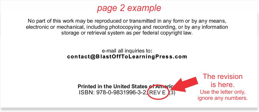 Example where to find the revision letter