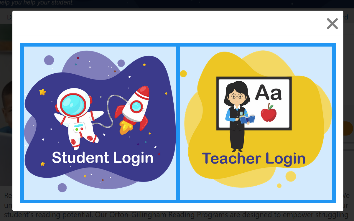 login menu