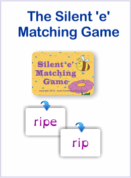 the silent 'e' matching game